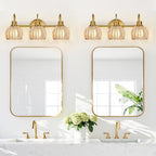 Bathroom Light Fixtures, 3-Light Brushed Gold Vanity Lights - Image 7
