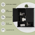 Smuxee Black Wall Cabinet, 2-Door Medicine Cabinet - Image 7