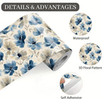Blue Floral Wall Border 196x4 Inch Peel and Stick Vintage Flower Wallpaper - Image 9