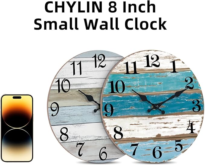 CHYLIN Wall Clock, Beach Themed Blue Wall Clocks Battery Operated Silent - Image 5