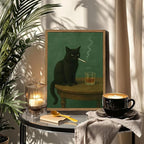Moody Black Cat Wall Art, Funny Smoking Cat - Image 4