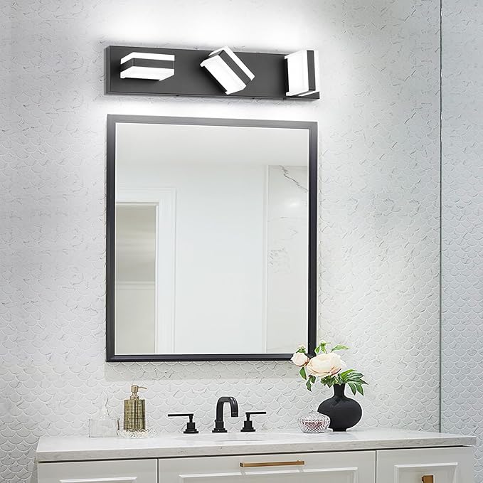 SOLFART LED Dimmable Black Vanity Light Over Mirror, 3 Lights Bathroom Light - Image 8