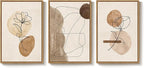 Framed Neutral Abstract Boho Wall Art Bedroom, 3 Piece Brown Black Botanical - Image 9