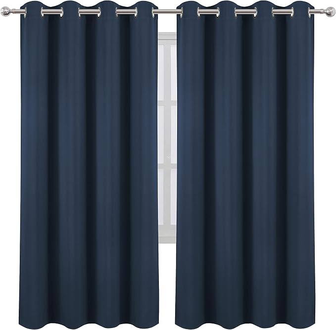 LEMOMO Navy Blue Blackout Curtains/52 x 72 Inch/Set of 2 Panels Room Darkening - Image 2