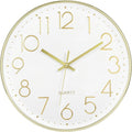 Foxtop Gold Wall Clock 12 Inch Silent Non-Ticking Battery Operated Round Modern by Foxtop