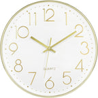 Foxtop Gold Wall Clock 12 Inch Silent Non-Ticking Battery Operated Round Modern by Foxtop