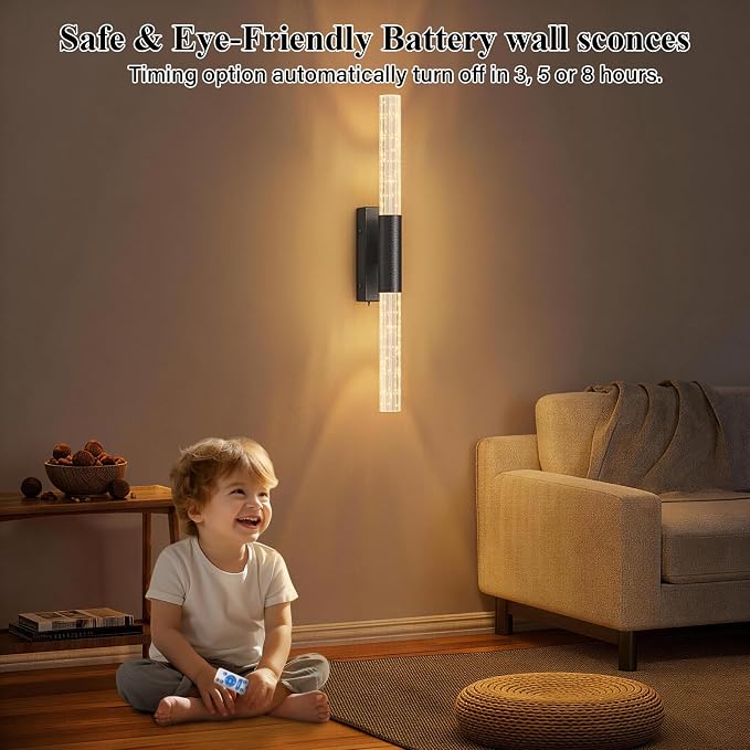 camuucci Battery Operated Wall Sconces Set of 2 Rechargeable Battery Powered - Image 7