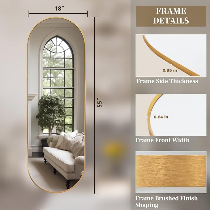 Oval Full Length Mirror, Ultra-Clear Explosion-Proof Dressing Mirror, Simple - Image 8
