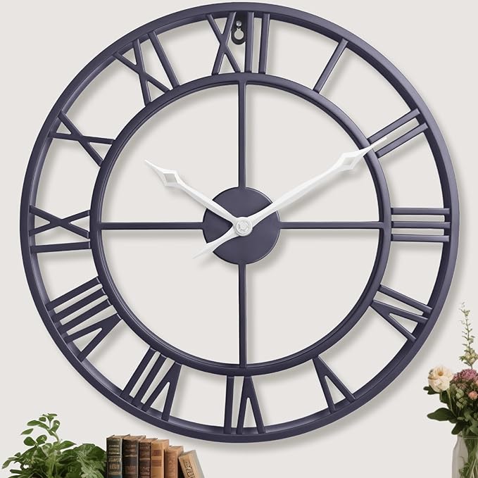 24 Inch Large Wall Clocks for Living Room Decor, Big Roman Numerals Vintage by Unknown