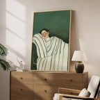 Framed Woman Bedroom Wall Art, Large Cozy Woman Canvas Painting - Image 2