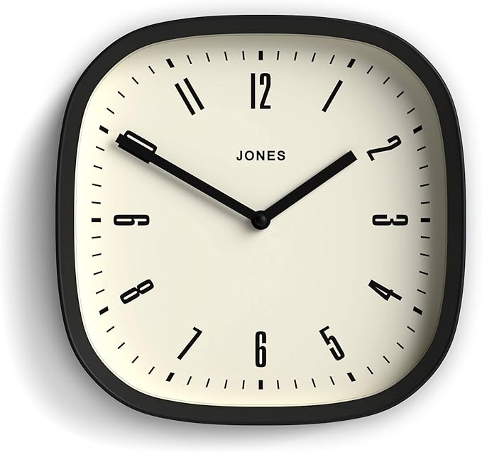 JONES CLOCKS® Marvel wall Clock | Modern Retro Rounded Square Clock | 10 inch | by JONESCLOCKS