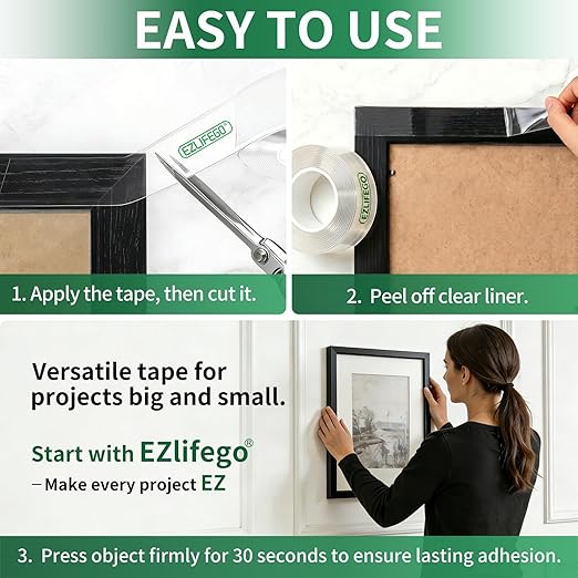 EZlifego Double Sided Tape Heavy Duty, Nano Double Sided Adhesive Tape - Image 6