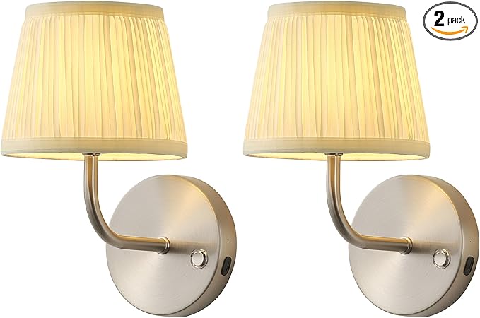 PUSU LED Cordless Nickel H9.6 inch Small Wall Sconces Set of 2, Rechargeable by PUSU
