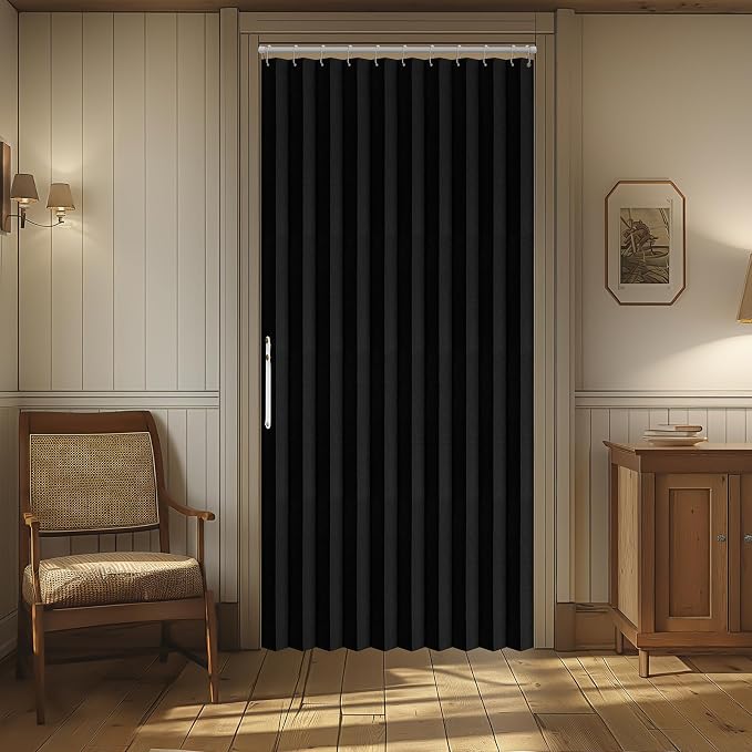 AJAZZ 100% Blackout Magnetic Door Curtain Accordion Doors Interior Closet Door - Image 8