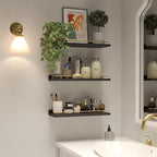 WOPITUES Floating Shelves with Gold Metal Guardrail, Shelves - Image 5