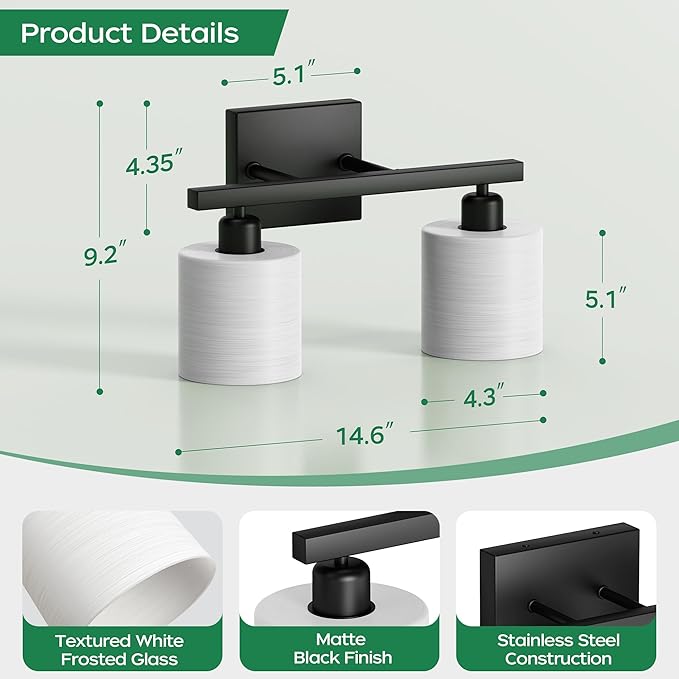 PARTPHONER Bathroom Light Fixtures, Bathroom Lighting Fixtures Over Mirror - Image 3