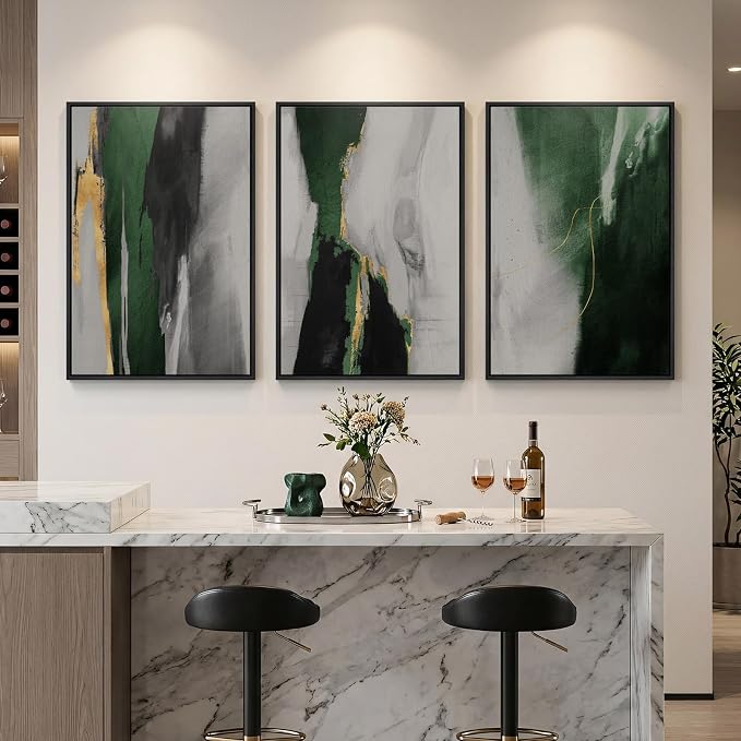 Large Framed Green Abstract Wall Art - Image 2