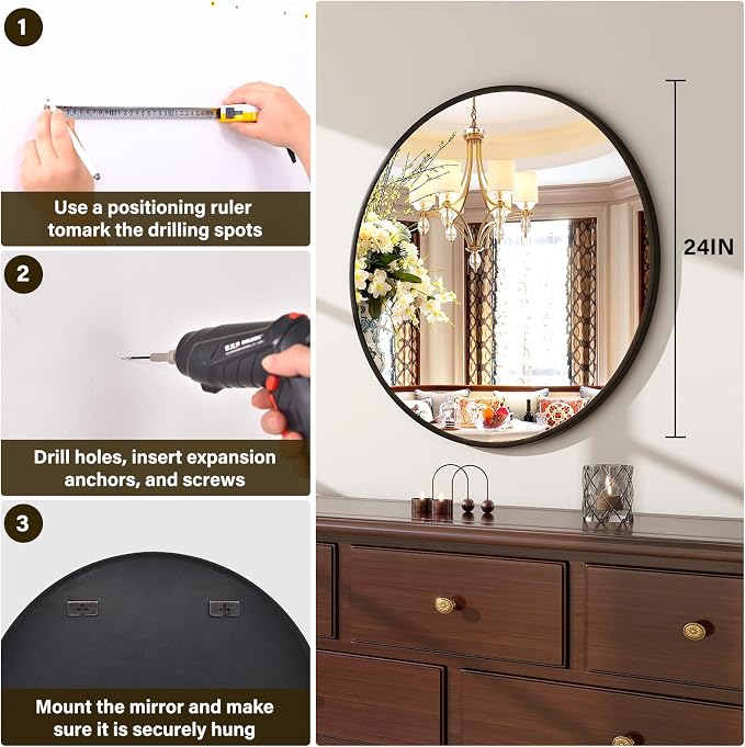 XRAMFY 24 Inch Round Mirror - Image 6