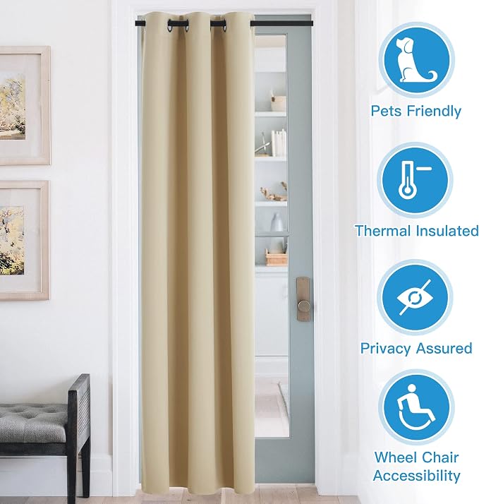 RYB HOME Blackout Curtains Thermal Insulating Privacy Temporary Door Curtains - Image 3
