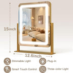 ROLOVE Vanity Mirror with Lights, 12.6"×15" LED Makeup Mirror, Lighted Makeup - Image 2