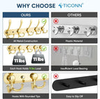 TICONN Wall Mounted Coat Rack, Five Heavy Duty Tri Hooks All Metal Construction - Image 3