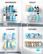 Nieifi Shower Caddy Shelf with Hooks Storage Rack Organizer Adhesive Stainless - Image 8