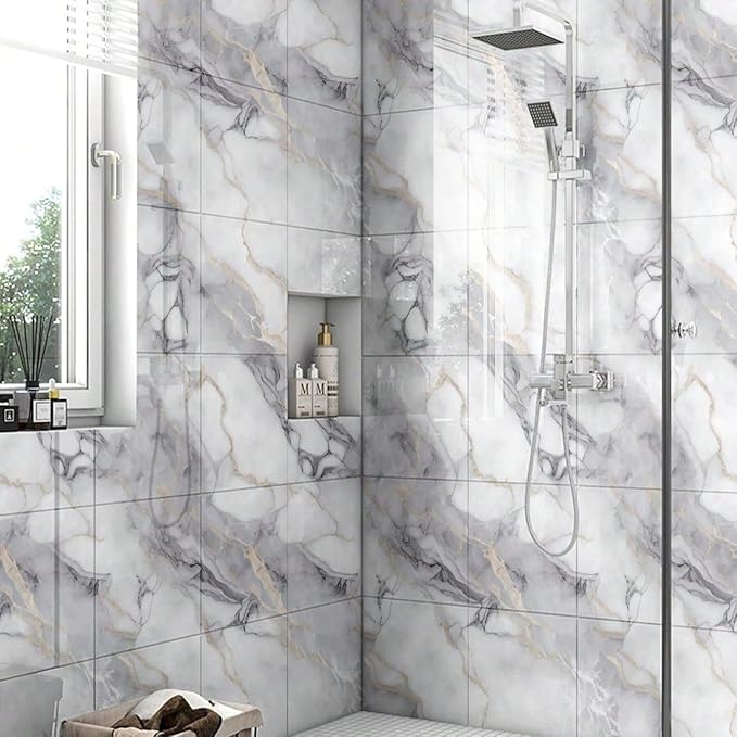 Chejiaye 10pcs Marble Peel and Stick Backsplash Waterproof Washroom Wall Panels - Image 2