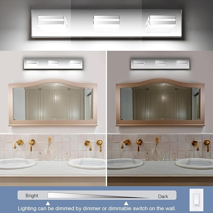 SineRise LED Modern Bathroom Vanity Light Fixtures, Chrome Modern Acrylic - Image 4
