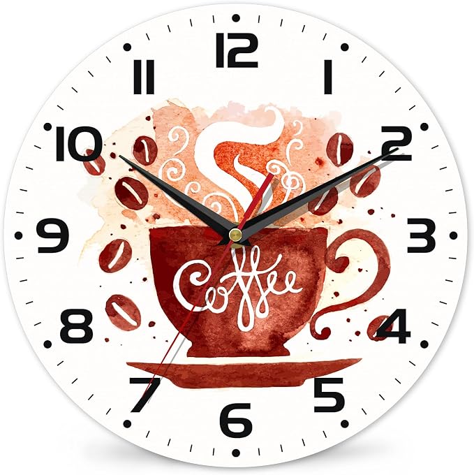 Watercolor Coffee Cup Wall Clock by DEMACYA