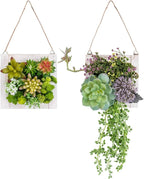 Hanging Wall Artificial Plants for Home Decor Indoor Faux Succulents in Wooden by SWTHONY