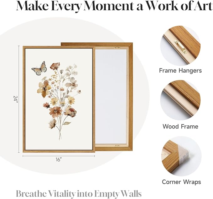 Framed Vintage Wildflower Canvas Wall Art - Image 5