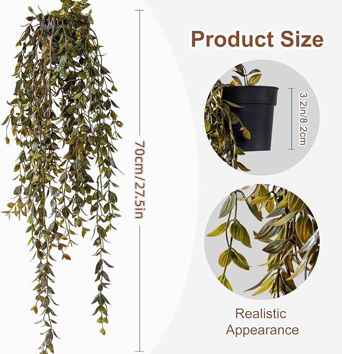 Artificial Hanging Plant 2 Pcs Faux Plant Ivy Vine Faux Eucalyptus Vines Fake - Image 2