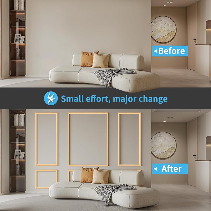 Art3d Pre-Cut Wall Molding Set of 6 pcs, Ready-to-Assemble Wainscoting Panels - Image 2
