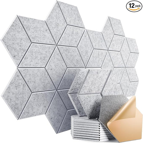 12 Pack Self-Adhesive Acoustic Panels 12" X 10" X 0.4" by Dailycooper
