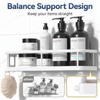 YASONIC Shower Caddy Adhesive, No Drill Bathroom Shower Organizers, - Image 6