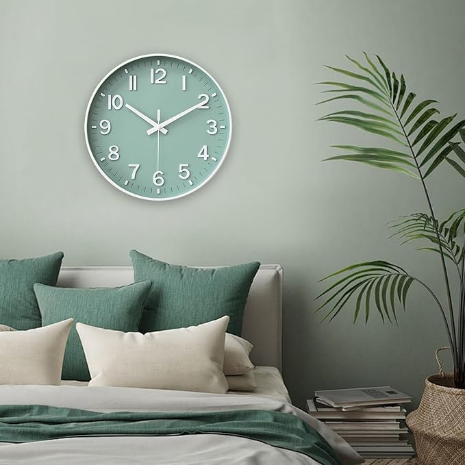 HZDHCLH Wall Clocks Battery Operated, Wall Clock Green, 12 inch Wall Clock - Image 9