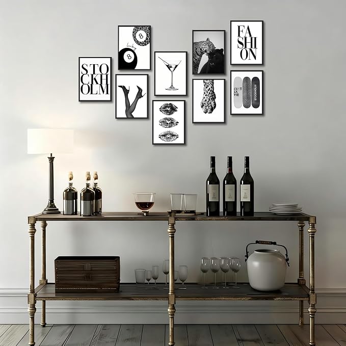 LOARTVE 9Pcs Black and White Fashion Wall Art Prints Trendy Leopard Stockholm - Image 3