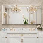 LOAAO 72x40 Inch White Metal Framed Bathroom Mirror - Image 7