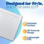 Art3d 12-Pack PVC Drop Ceiling Tiles, 2ft x 2ft, Bright White Finish - Image 3