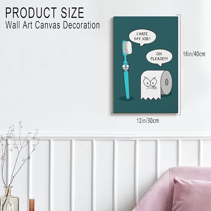 DIHSIEG Inspirational Canvas Wall Art funny bathroom wall art Print Poster - Image 2