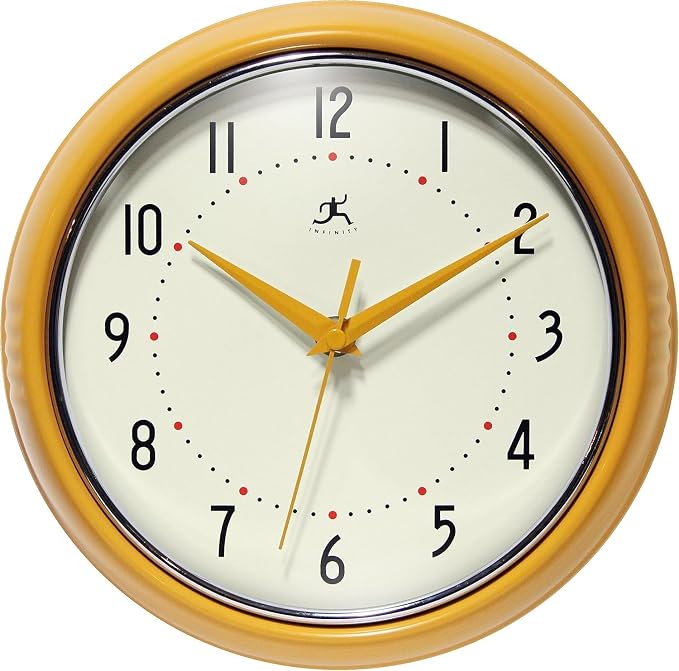 Infinity Instruments Retro 9 inch Silent Sweep Non-Ticking Mid Century Modern by InfinityInstruments