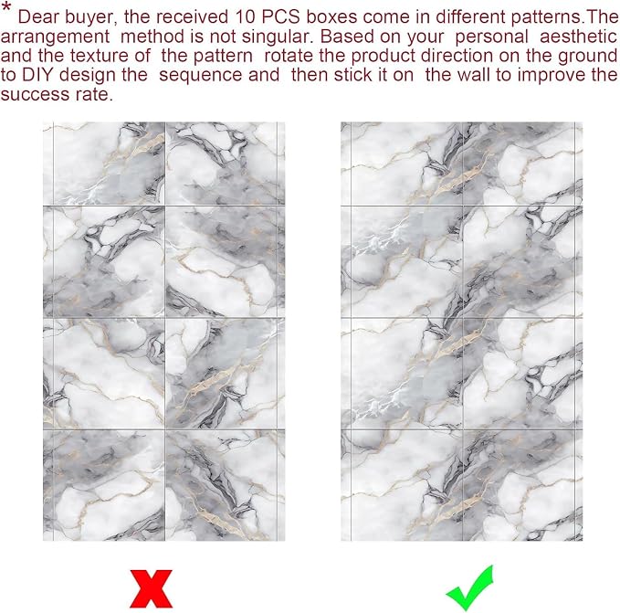 Chejiaye 22pcs Marble Peel and Stick Backsplash Surface Waterproof Wall Panels - Image 6