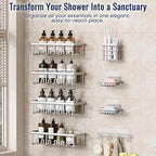 8 Pack Adhesive Rustproof Shower Shelves - Image 3