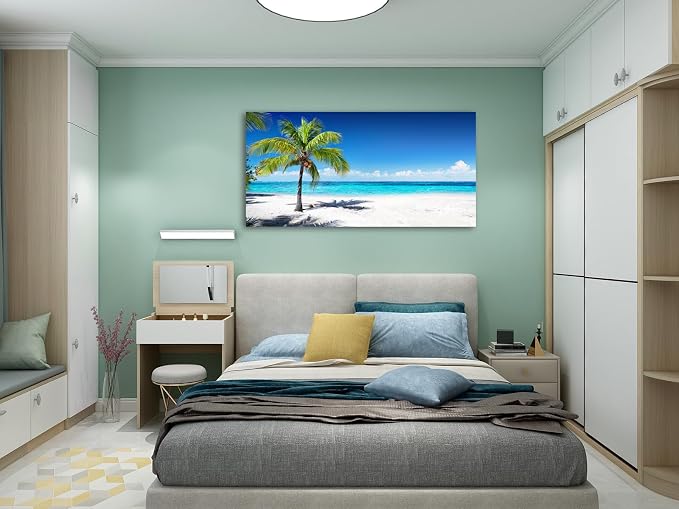 Baisuart Large Canvas Wall Art Summer Ocean Waves Coconut Trees on Sands Beach - Image 4