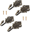 4Pcs Curtain Tiebacks Hook Vintage Bronze Rose Pattern Carved Wall Hooks Key by Hicello