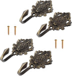 4Pcs Curtain Tiebacks Hook Vintage Bronze Rose Pattern Carved Wall Hooks Key by Hicello
