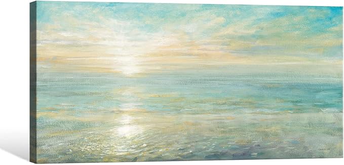 Goldfoilart Beach Sunrise Pictures Ocean Wall Art Coastal Canvas Prints Sea - Image 2