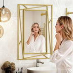 Brushed Gold Bathroom Mirror, Hang Horizontally or Vertically - Image 3