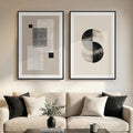 Large Framed Black and White Neutral Abstract Wall Art by Cuspin