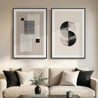 Large Framed Black and White Neutral Abstract Wall Art by Cuspin